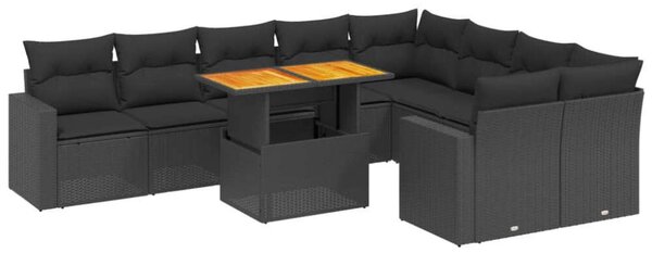 VidaXL Polyrattan Kerti Ülőgarnitúra - 10 részes - Fekete