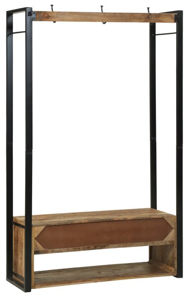 Ruhatartó horoggal és polcokkal 110x40x185 cm Tömör durva mangófából
