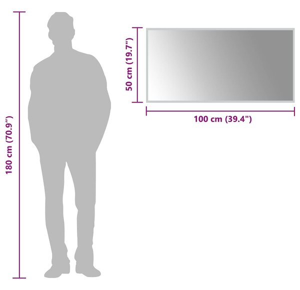 VidaXL LED Fürdőszoba Tükör tükörrel Átlátszó 100 x 50 cm edzett üveg