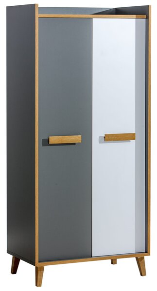 DOBSON gardrób 90 cm - riviéra tölgy / fehér / antracit