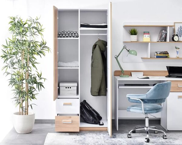 Kombinált gardrób 80 cm CEDAR - nash tölgy / fehér