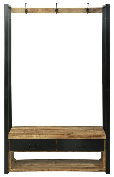 Ruhatartó horoggal és polcokkal 110x40x185 cm Tömör durva mangófából