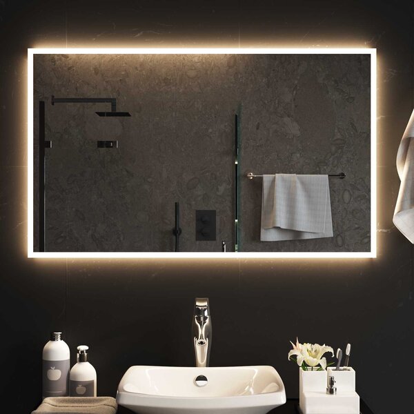 VidaXL LED Fürdőszoba Tükör tükörrel Átlátszó 100 x 60 cm edzett üveg