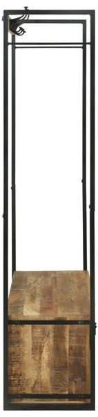 Ruhatartó horoggal és polcokkal 110x40x185 cm Tömör durva mangófából