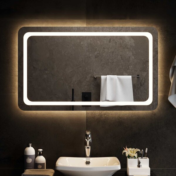VidaXL LED Fürdőszoba Tükör tükörrel Átlátszó 100 x 60 cm edzett üveg