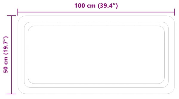 VidaXL LED Fürdőszoba Tükör tükörrel Átlátszó 100 x 50 cm edzett üveg