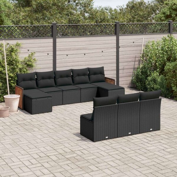 VidaXL Polyrattan Kerti Ülőgarnitúra - 10 részes - Fekete