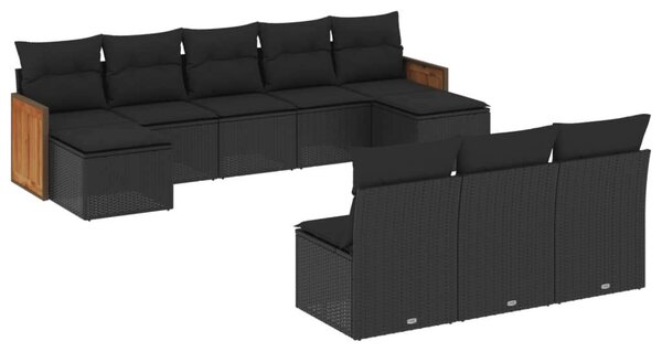 VidaXL Polyrattan Kerti Ülőgarnitúra - 10 részes - Fekete