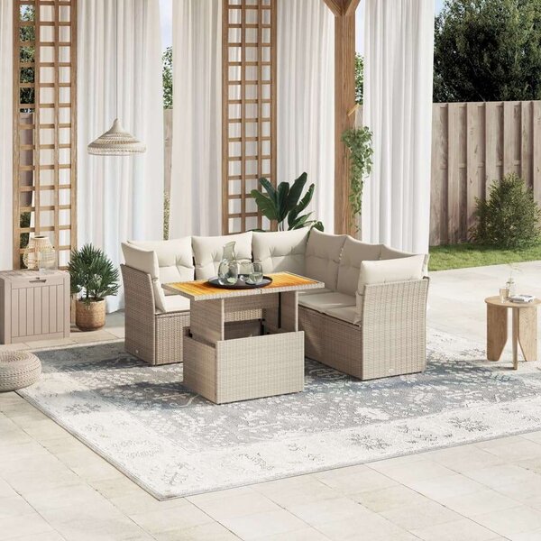 VidaXL Polyrattan Kerti Ülőgarnitúra - 5 részes - Bézs