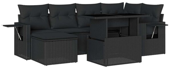 VidaXL Polyrattan Kerti Ülőgarnitúra - 7 részes - Fekete