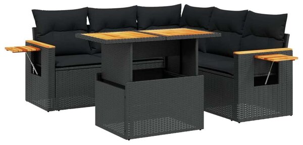 VidaXL Polyrattan Kerti Ülőgarnitúra - 6 részes - Fekete