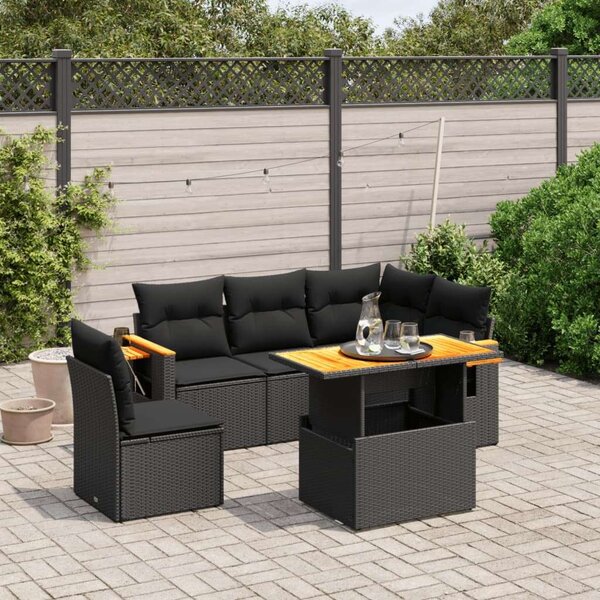 VidaXL Polyrattan Kerti Ülőgarnitúra - 6 részes - Fekete