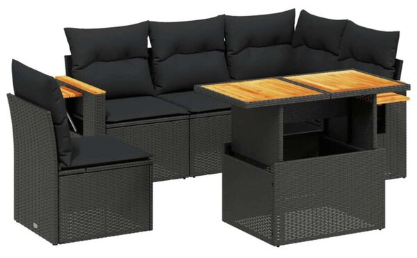 VidaXL Polyrattan Kerti Ülőgarnitúra - 6 részes - Fekete