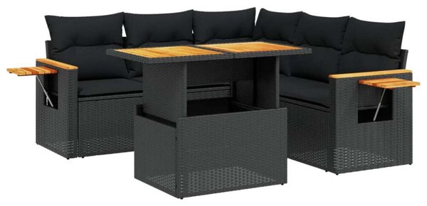 VidaXL Polyrattan Kerti Ülőgarnitúra - 6 részes - Fekete