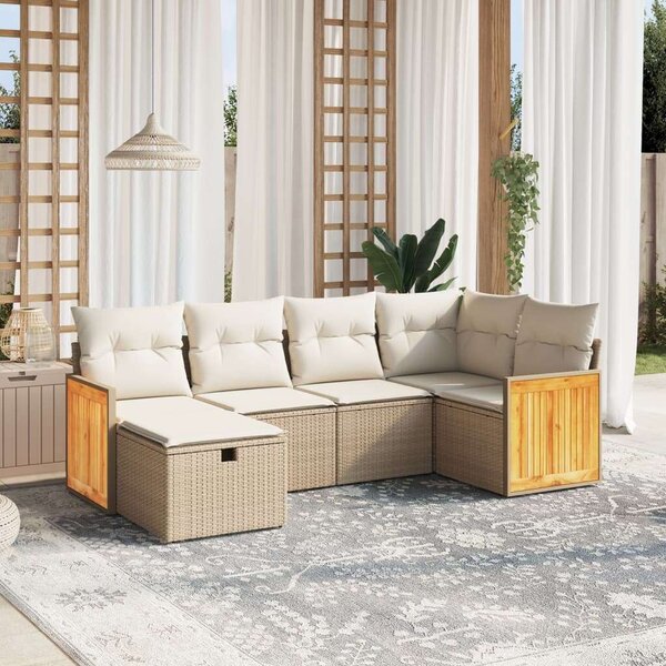 VidaXL Polyrattan Kerti Ülőgarnitúra - 6 részes - Bézs