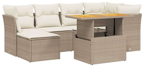 VidaXL Polyrattan Kerti Ülőgarnitúra - 7 részes - Bézs