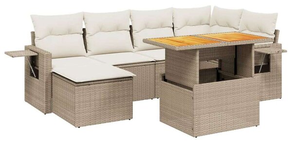 Polyrattan Kerti Ülőgarnitúra - 7 részes - Bézs
