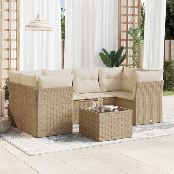 VidaXL Polyrattan Kerti Ülőgarnitúra - 7 részes - Bézs
