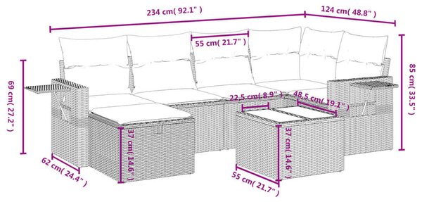 VidaXL Polyrattan Kerti Ülőgarnitúra - 7 részes - Bézs