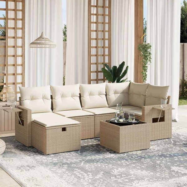 VidaXL Polyrattan Kerti Ülőgarnitúra - 7 részes - Bézs