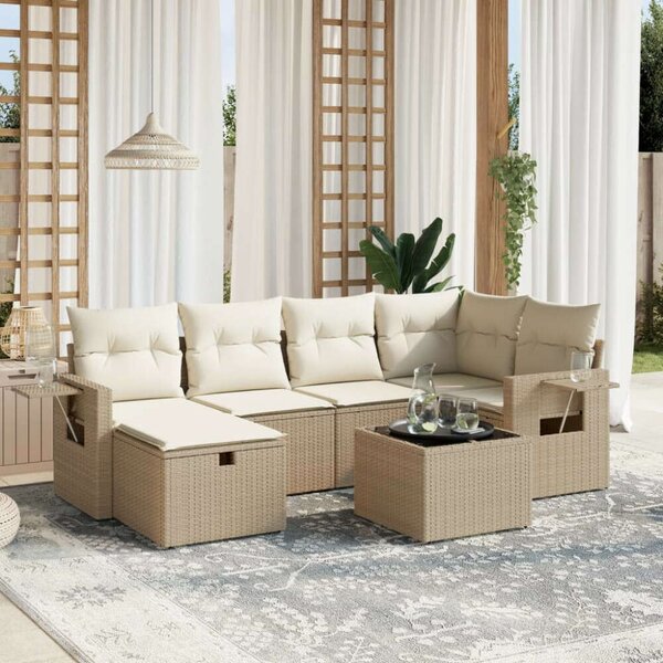 VidaXL Polyrattan Kerti Ülőgarnitúra - 7 részes - Bézs
