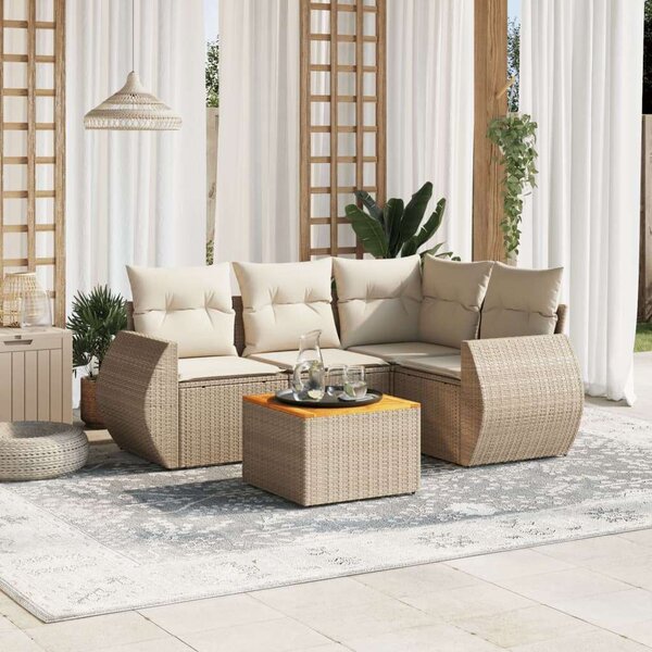 VidaXL Polyrattan Kerti Ülőgarnitúra - 5 részes - Bézs