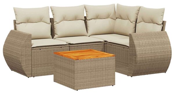VidaXL Polyrattan Kerti Ülőgarnitúra - 5 részes - Bézs
