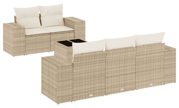 VidaXL Polyrattan Kerti Ülőgarnitúra - 6 részes - Bézs