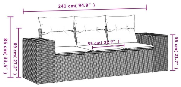 VidaXL 3 részes Polyrattan Kerti Ülőgarnitúra - Bézs