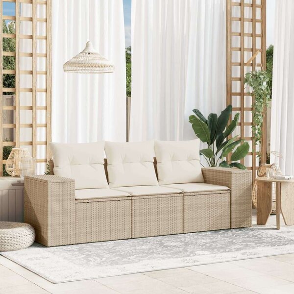 VidaXL 3 részes Polyrattan Kerti Ülőgarnitúra - Bézs