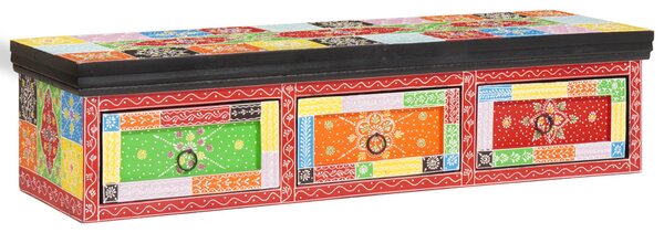Fali TV szekrény 100x30x24 cm Szilárd Fa Durva Mangó