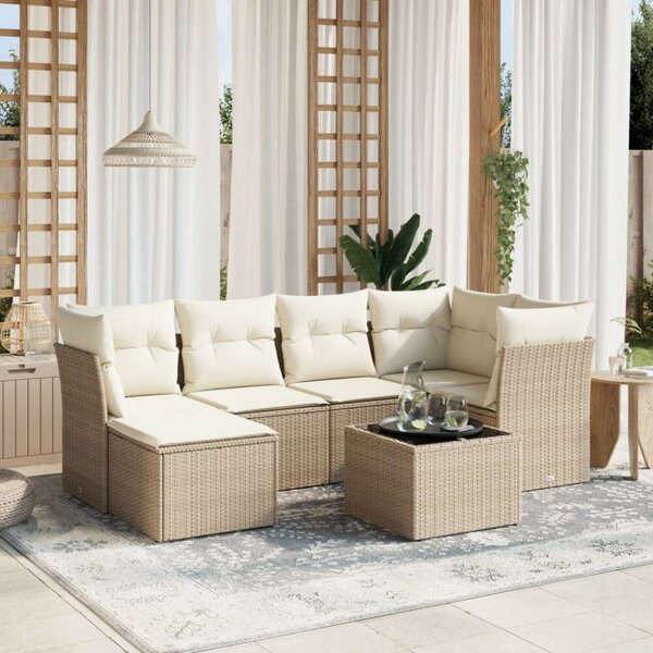 VidaXL Polyrattan Kerti Ülőgarnitúra - 7 részes - Bézs