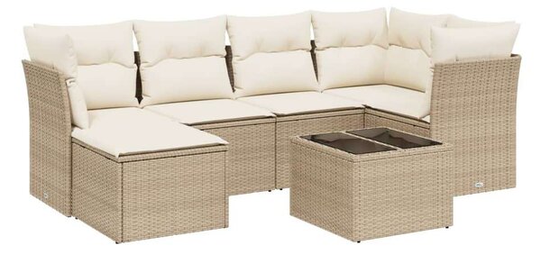 VidaXL Polyrattan Kerti Ülőgarnitúra - 7 részes - Bézs