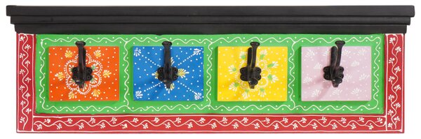 VidaXL Falra akasztható kabátakasztó 4 akasztóval 80x25x2 cm Szilárd fa Mangó és MDF