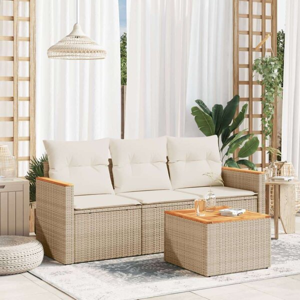 VidaXL Polyrattan Kerti Ülőgarnitúra - 4 részes, Bézs