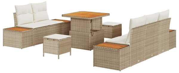 VidaXL Kerti Kanapé Szett 8 pcs Bézs polirattan