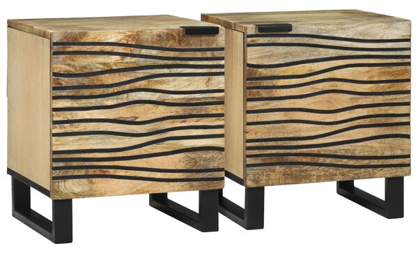 Éjjeliszekrény 2 db Természetes 40 x 33 x 46 cm Szerelt Fa