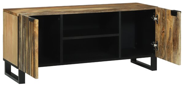 TV szekrény, 105x33.5x46 cm, natúr tömör mangófából és mérnöki fából