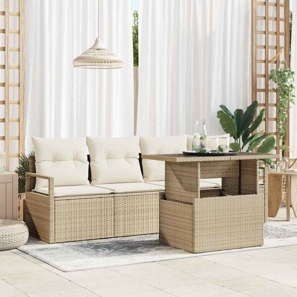 Kerti Kanapé Szett 5 pcs bézs és krémszínű 100 x 55 x 73 cm