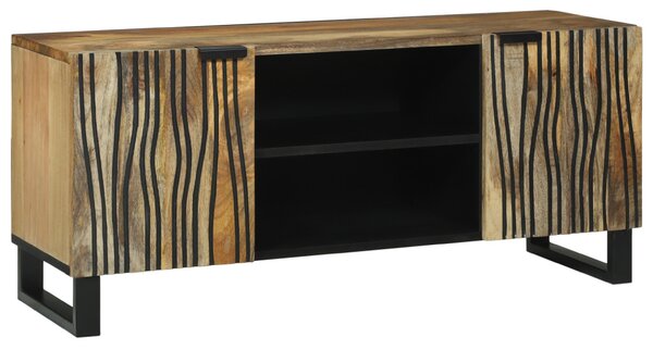 TV szekrény, 105x33.5x46 cm, natúr tömör mangófából és mérnöki fából