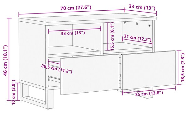 TV egységek fiókkal Barna 70 x 33 x 46 cm Faanyag