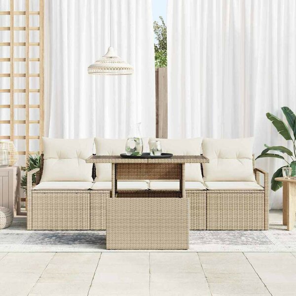 Kerti Kanapé Szett 5 pcs bézs és krémszínű 100 x 55 x 73 cm