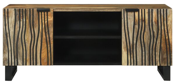 TV szekrény, 105x33.5x46 cm, natúr tömör mangófából és mérnöki fából