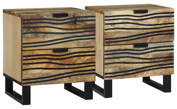 Éjjeliszekrény 2 pcs Természetes 40 x 33 x 46 cm Szerelt Fa