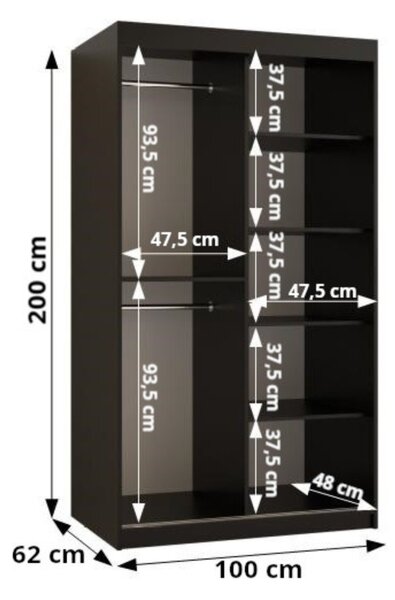 Tolóajtós gardróbszekrény 100 cm CASANDRA - kasmír