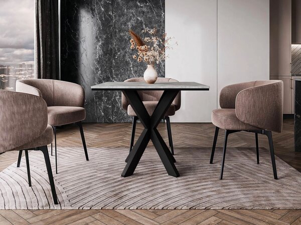 Designer étkezőasztal 90x90 MUKILTEO - beton / fekete