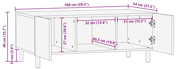 Dohányzóasztal 100x54x40 cm - Tömör mangófából
