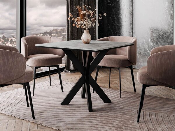Designer étkezőasztal 90x90 MUKILTEO - beton / fekete