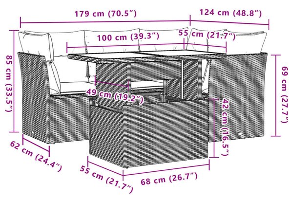 VidaXL 5 részes Kerti Ülőgarnitúra - Bézs Polyrattan
