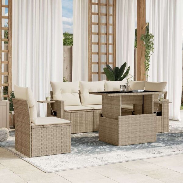 VidaXL Polyrattan Kerti Ülőgarnitúra - 6 részes - Bézs